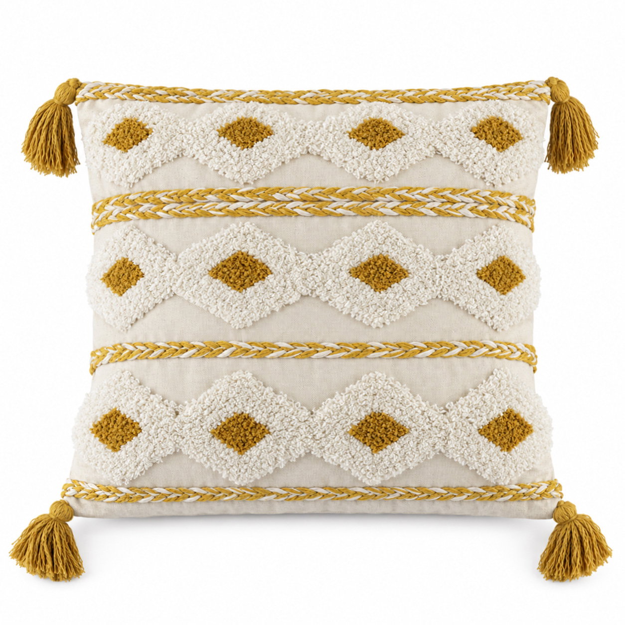 Kissen mit Füllung, gelb-weiß, ca. 45 x 45 cm Kissen mit Füllung, gelb-weiß, ca. 45 x 45 cm