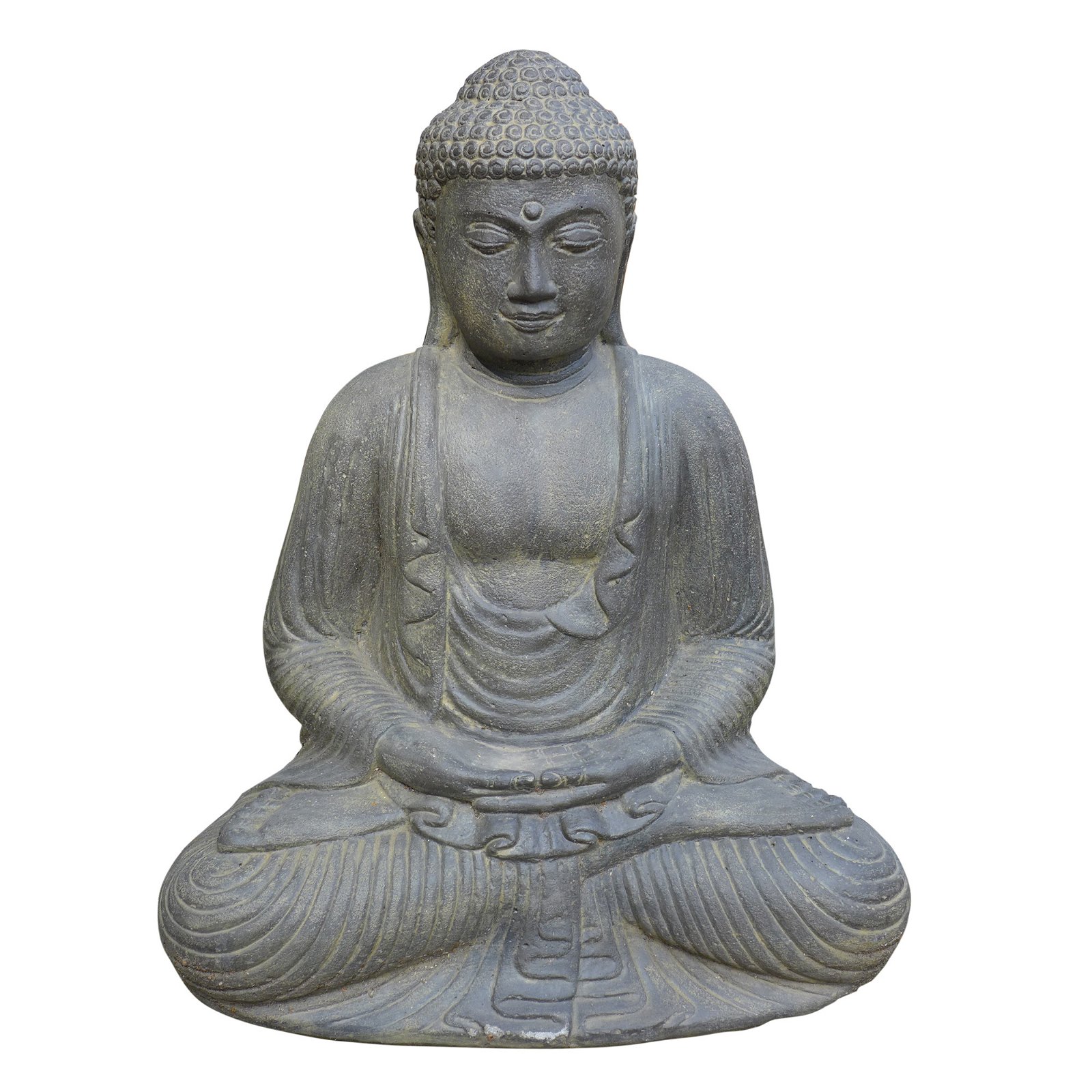 Buddha sitzend, grau, Steinguss, 44 x 28 x 52 cm, 22 kg