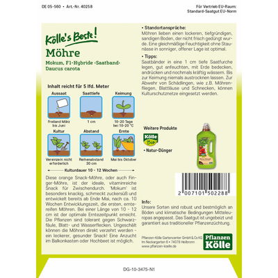 Kölles Beste Möhre 'Mokum', Saatband