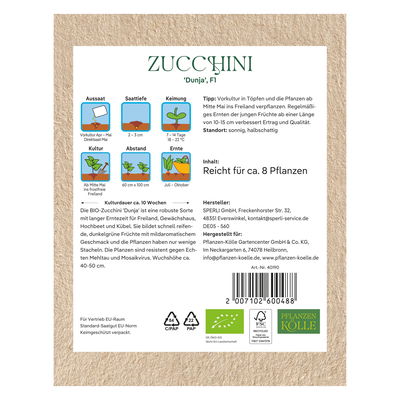 Kölle Bio Gemüsesamen, Zucchini 'Dunja'
