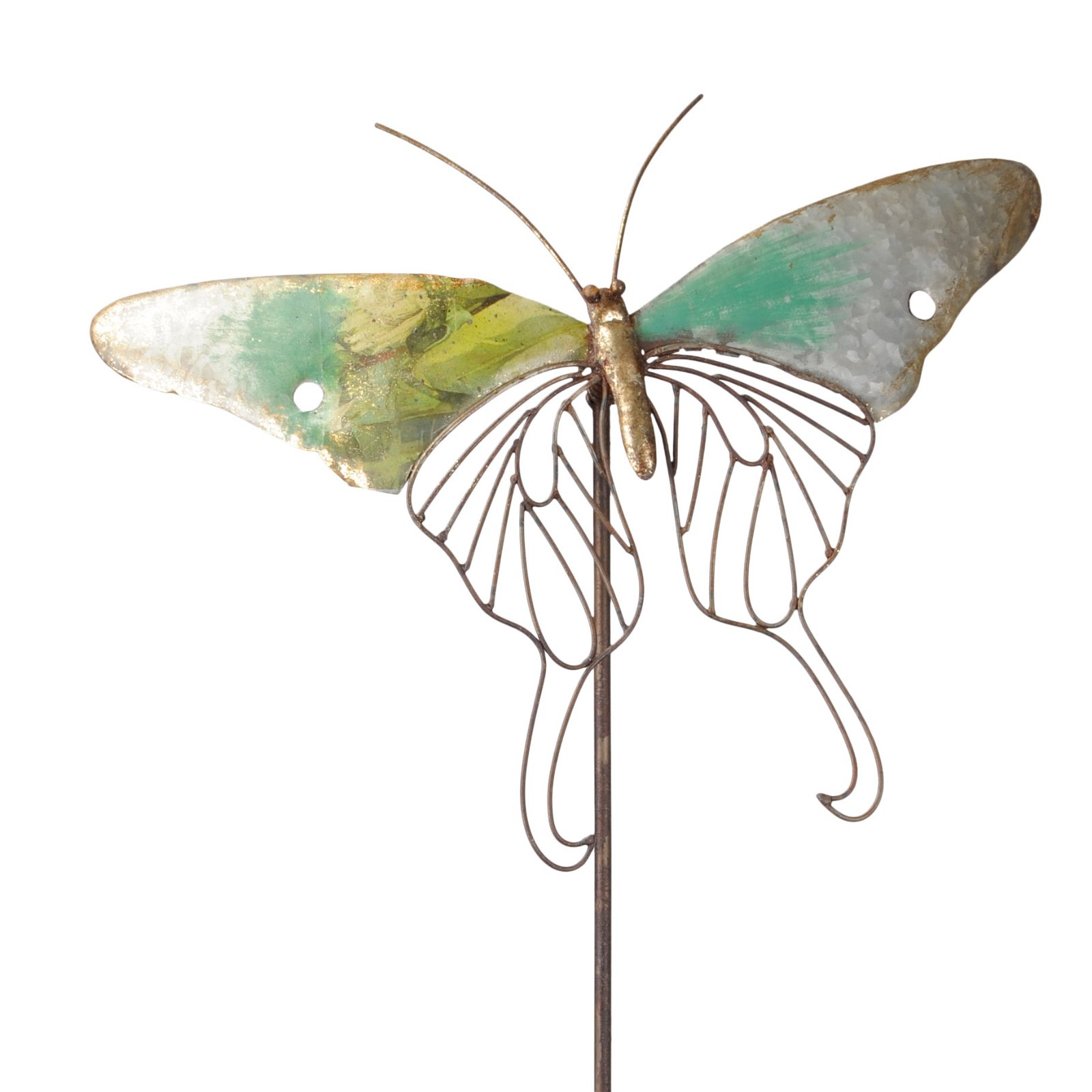 Schmetterling am Stab, grün, Eisen, Höhe ca. 95 cm
