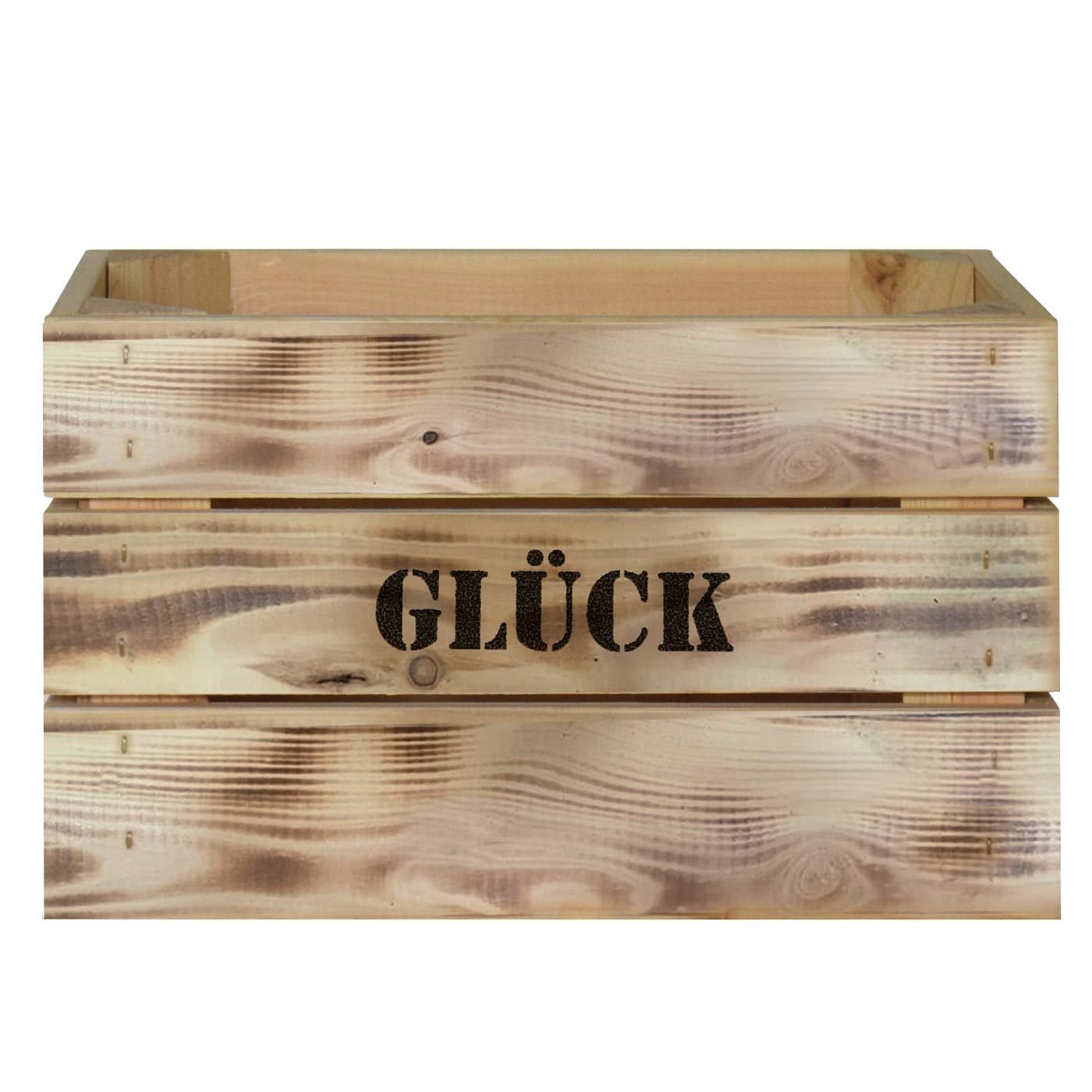 FSC®-Holzbox 'Glück', geflammt, Größe S