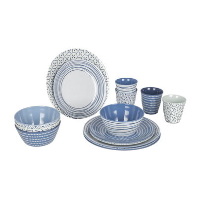 Bo-Camp Geschirrset 'Mix & Match', 16-tlg., blau, Melamin