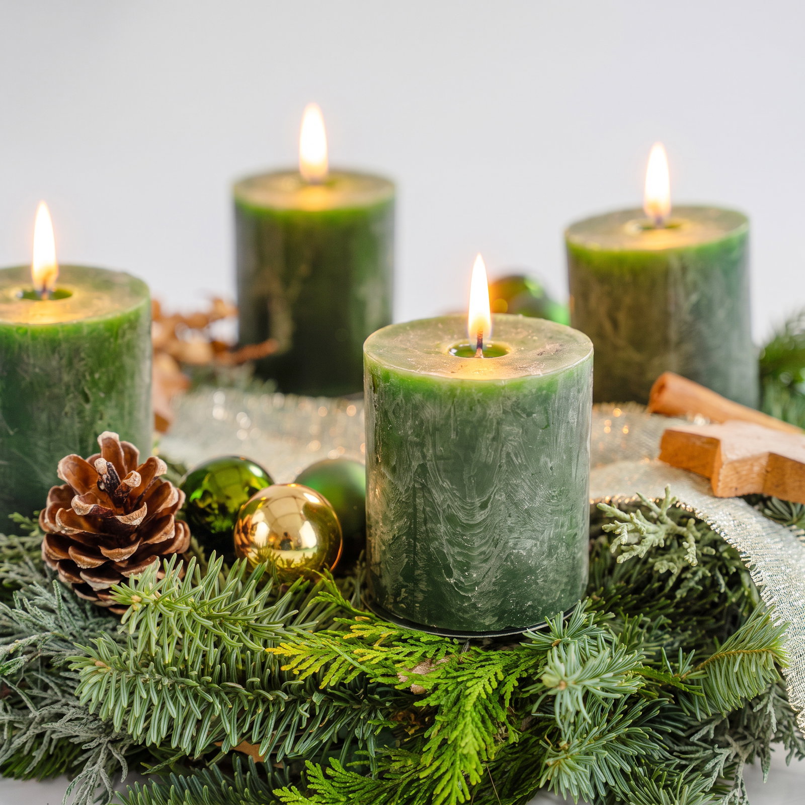Dekorierter Adventskranz mit Kerzen in Jägergrün, Mix-Grün, ca. 35 cm Ø Dekorierter Adventskranz mit Kerzen in Jägergrün, Mix-Grün, ca. 35 cm Ø
