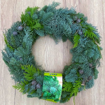 Adventskranz, Mix-Grün, halbrund gebunden, ca. 40 cm Ø Adventskranz, Mix-Grün, halbrund gebunden, ca. 40 cm Ø
