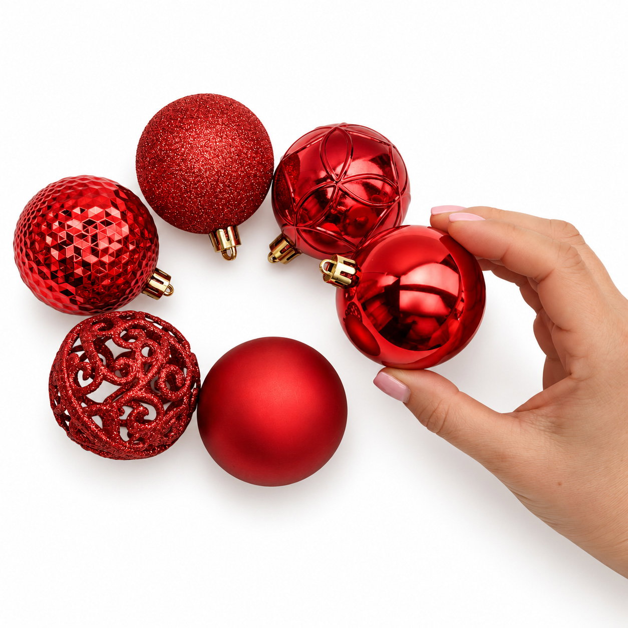 Kugelmix, 37er-Set, weihnachtsrot, Kunststoff, ca. Ø 6 cm Kugelmix, 37er-Set, weihnachtsrot, Kunststoff, ca. Ø 6 cm