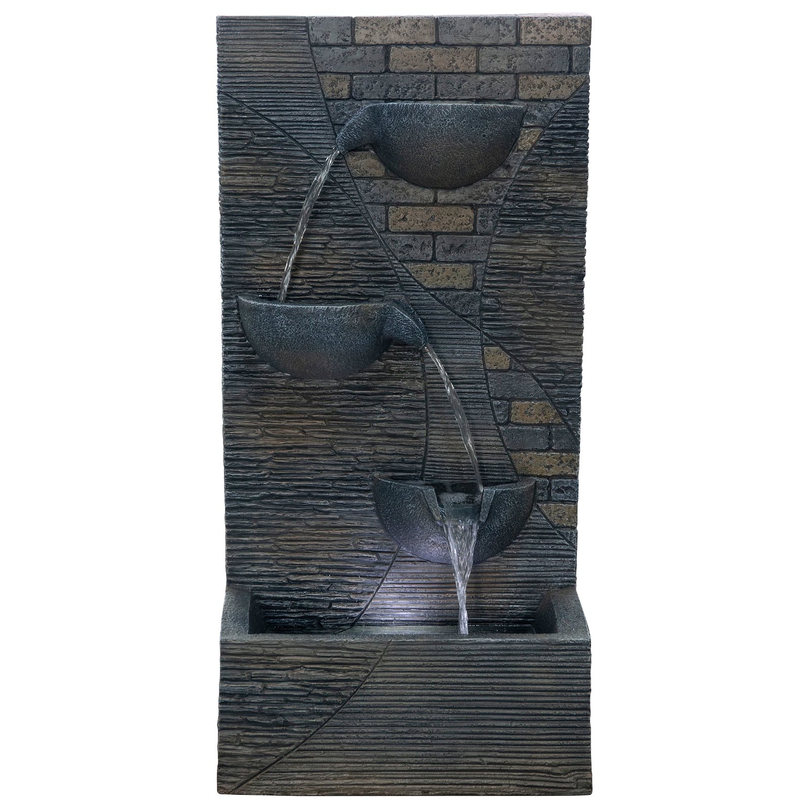 Brunnen mit Pumpe und Licht, grau, ca. 48,5 x 30 x 100 cm
