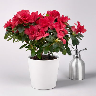 Azalee rot gefüllt mit Keramiktopf Dallas weiß, Topf 12 cm Ø, 3er-Set Azalee rot gefüllt mit Keramiktopf Dallas weiß, Topf 12 cm Ø, 3er-Set
