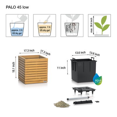 Lechuza Pflanzgefäß 'Palo Natural Wood 45', ca. 44 x 44 x H 46 cm