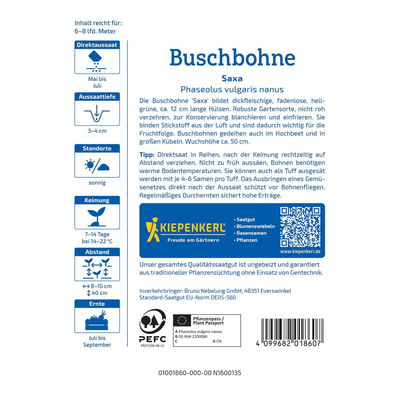 Saatgut, Buschbohne 'Saxa' Saatgut, Buschbohne 'Saxa'