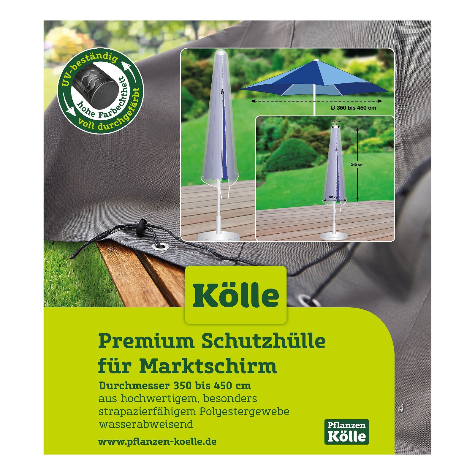 Kölle Premium Schutzhülle für Marktschirm Ø 350 bis 450 cm