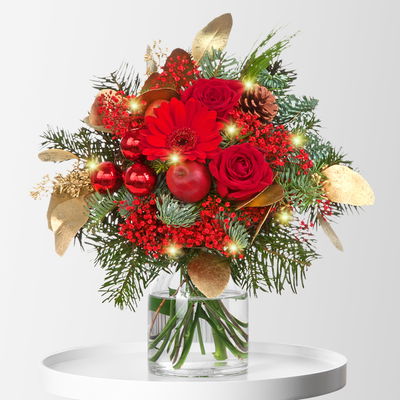 Blumenstrauß 'Lichterglanz' inkl. Lichterkette, handgebunden