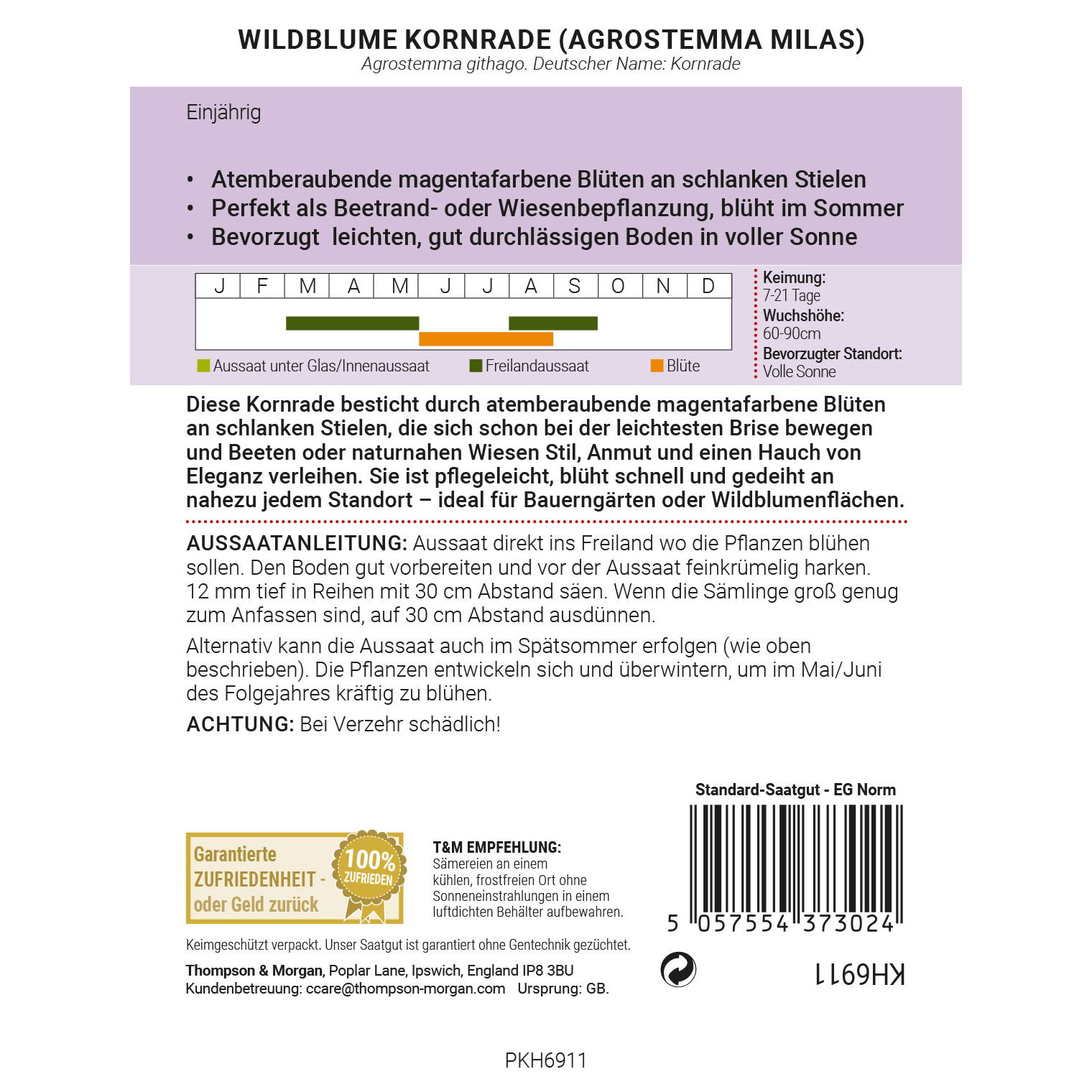 Thompson & Morgan Wildblume Kornrade, lila Thompson & Morgan Wildblume Kornrade, lila