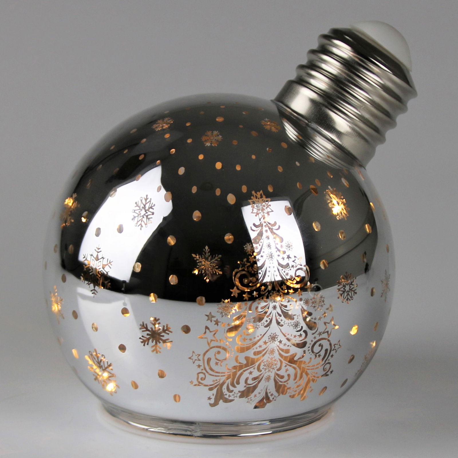 LED Kugel 'Baum', silber, ca. Ø 10 x H 11 cm LED Kugel 'Baum', silber, ca. Ø 10 x H 11 cm