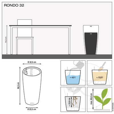Lechuza 'Rondo 32', scarlet-rot, ca. Ø 33 x H 56 cm