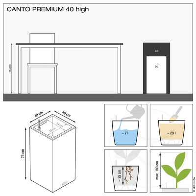 Lechuza 'Canto Premium 40 high', weiß, ca. 40 x 40 x H 76 cm