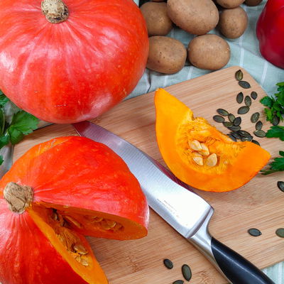 Blu Bio Kürbis 'Balkon-Hokkaido F1', Topf-Ø 12 cm, 6er Set