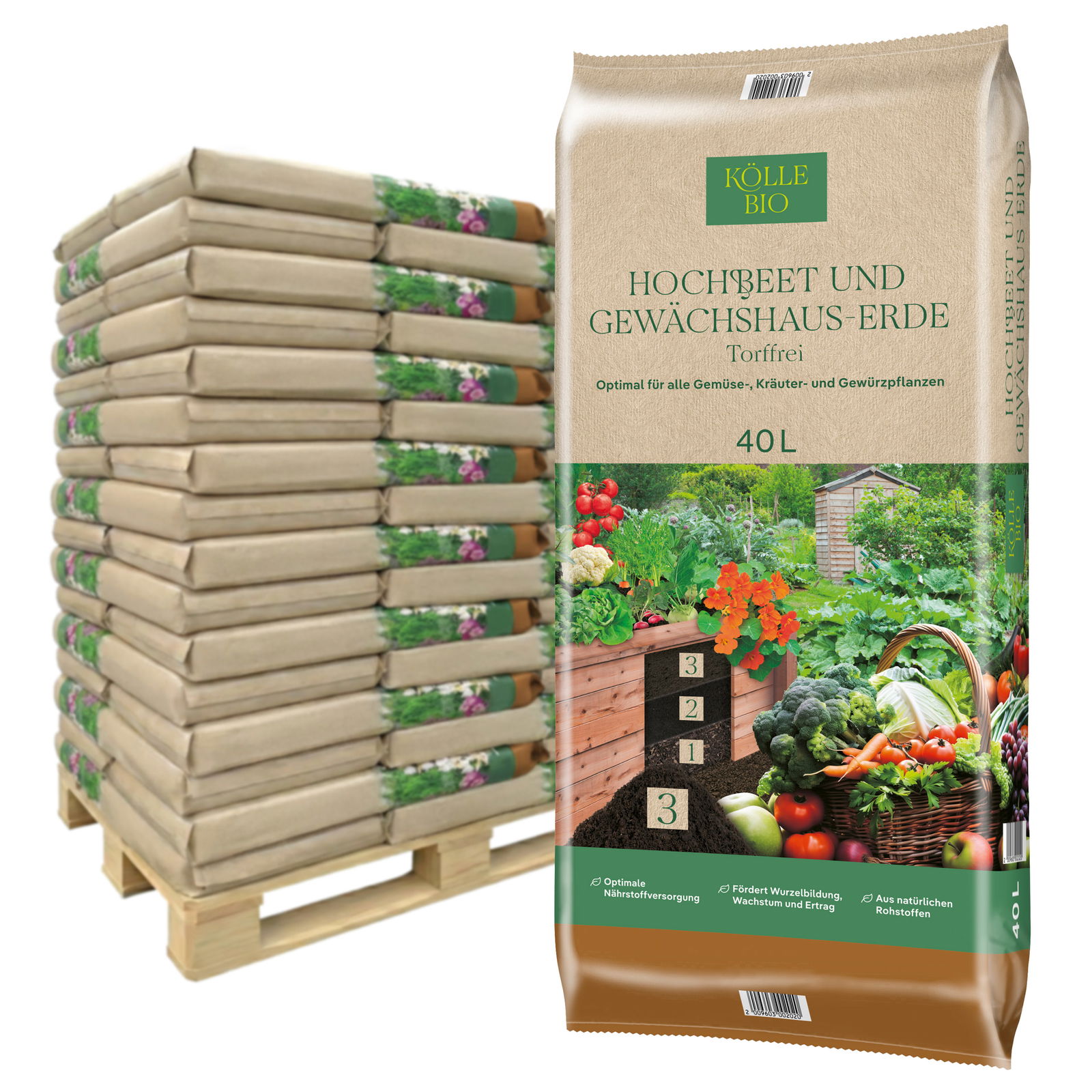 Kölle Bio Hochbeet-Spezialerde torffrei, 60 Sack á 40 l, gesamt 2400 Liter Kölle Bio Hochbeet-Spezialerde torffrei, 60 Sack á 40 l, gesamt 2400 Liter