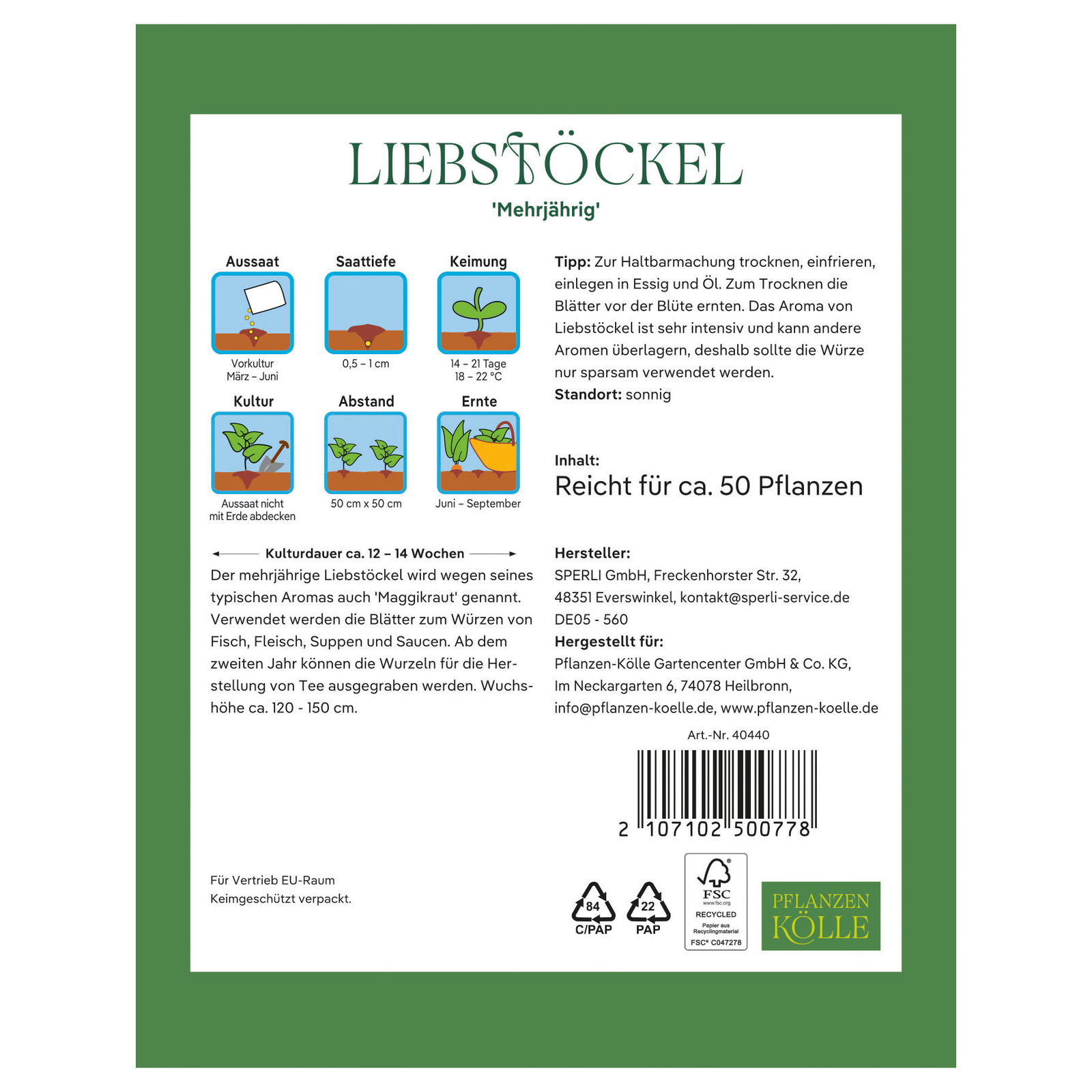 Kölles Beste Kräutersamen, Liebstöckel 'Mehrjährig'