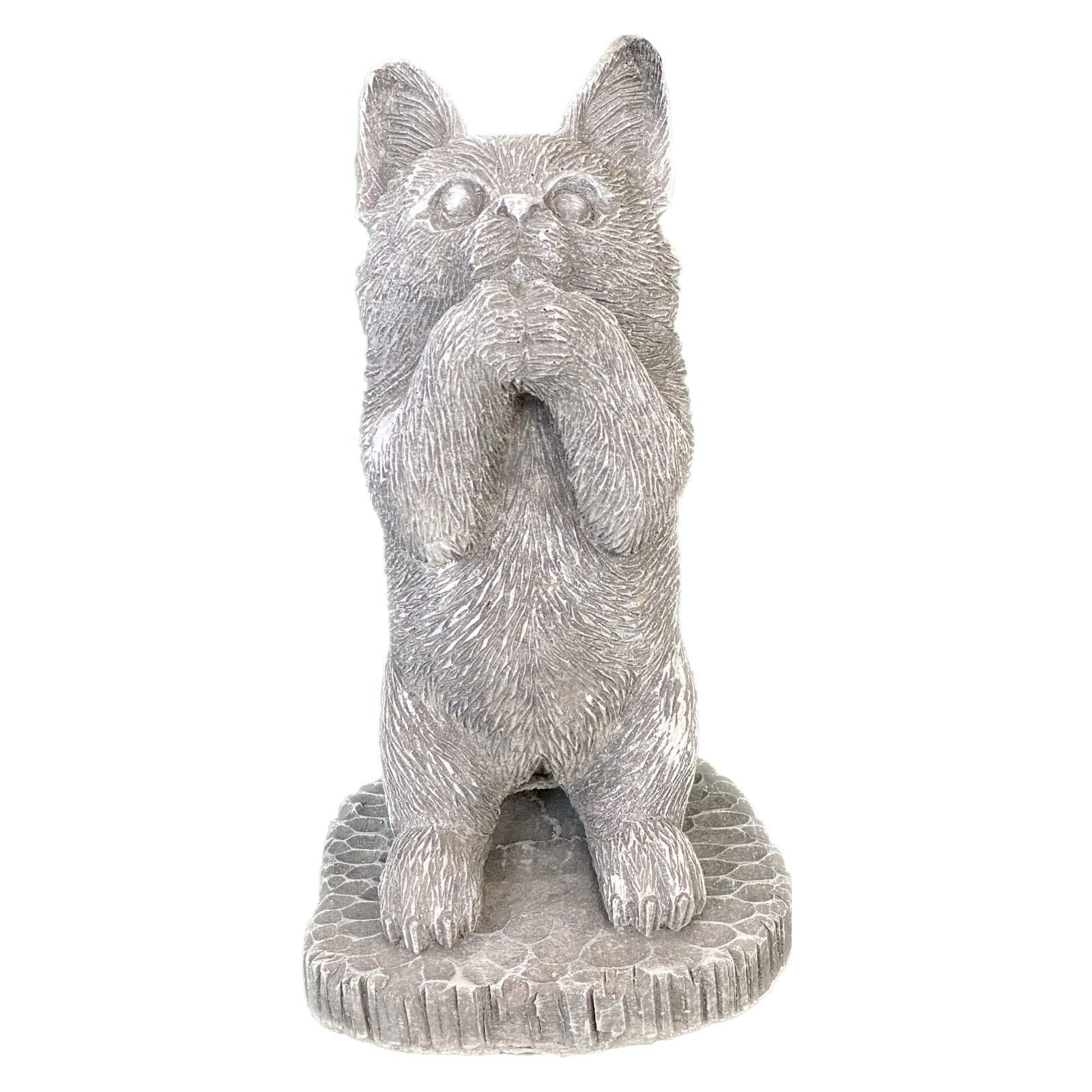 Stehende Katze auf Sockel, Steinguss, ca. 26 x 14 x 16 cm