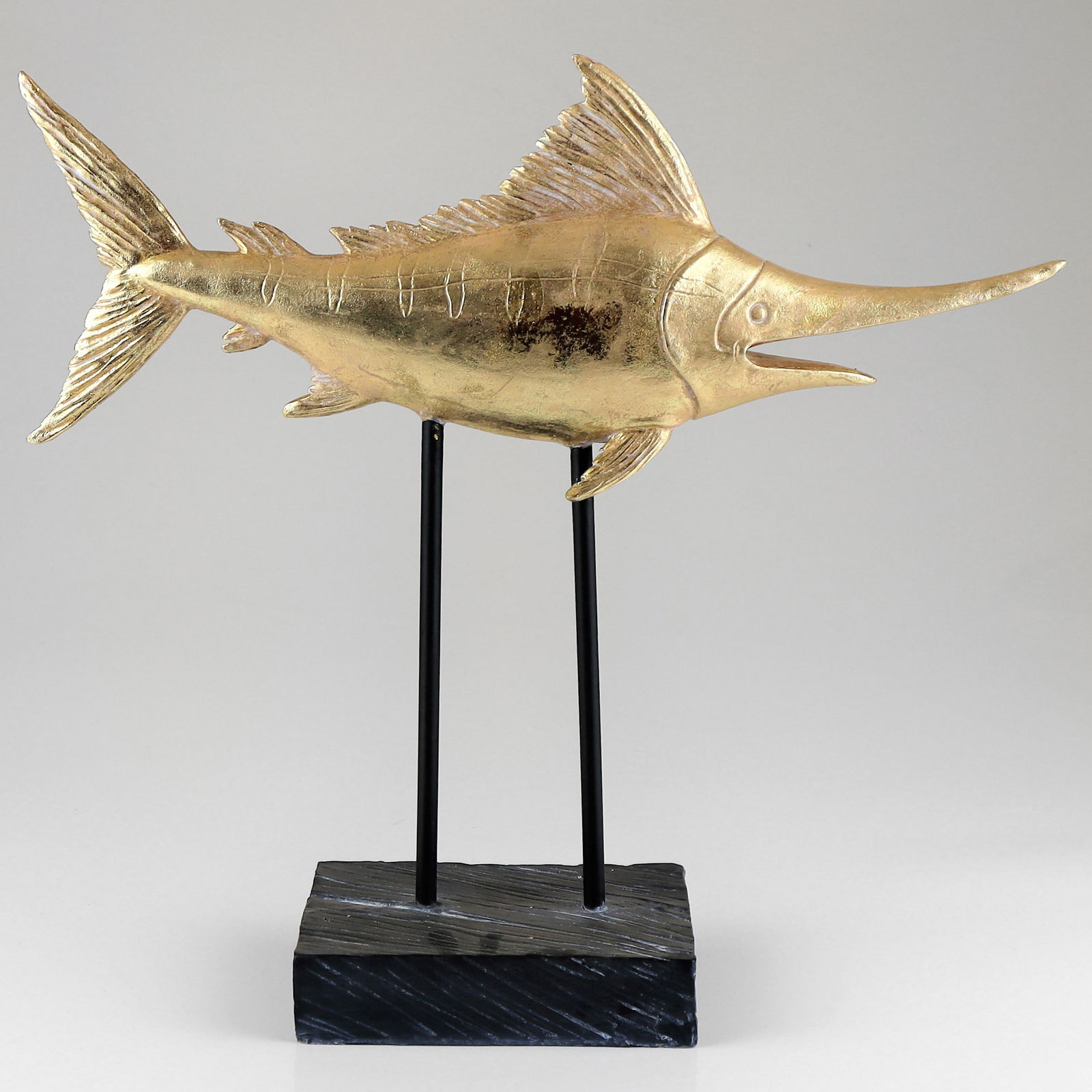 Dekofigur Schwertfisch, gold, H36,5 x L39 cm