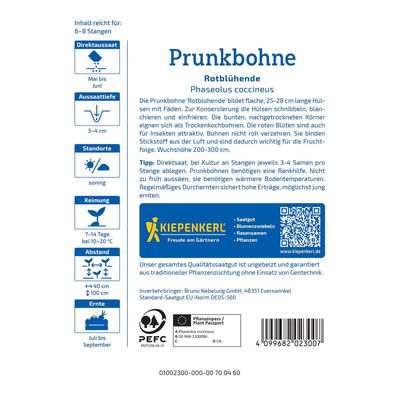 Gemüsesamen, Prunkbohnen 'Rotblühende'