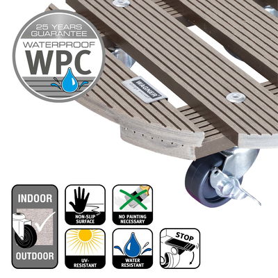 Multi Roller WPC, Tragkraft 100 kg, taupe, ca. 7 x 29 x 29 cm Multi Roller WPC, Tragkraft 100 kg, taupe, ca. 7 x 29 x 29 cm