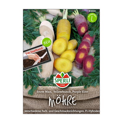 Saatband, Möhre 'Snow Man', 'Yellow Bunch' & 'Purple Elite' Saatband, Möhre 'Snow Man', 'Yellow Bunch' & 'Purple Elite'
