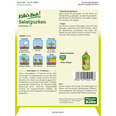 Gemüsesamen, Gurken 'Schlangen Dominica' Gemüsesamen, Gurken 'Schlangen Dominica'