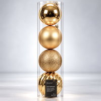 Christbaumkugeln, hellgold, Kunststoff, ca. Ø 14 cm, 4er-Set Christbaumkugeln, hellgold, Kunststoff, ca. Ø 14 cm, 4er-Set