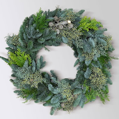 Adventskranz, Mix-Grün, halbrund gebunden, ca 50 cm Ø Adventskranz, Mix-Grün, halbrund gebunden, ca 50 cm Ø