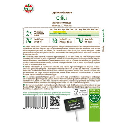 Sperli Gemüsesamen, Chili 'Habanero Orange'