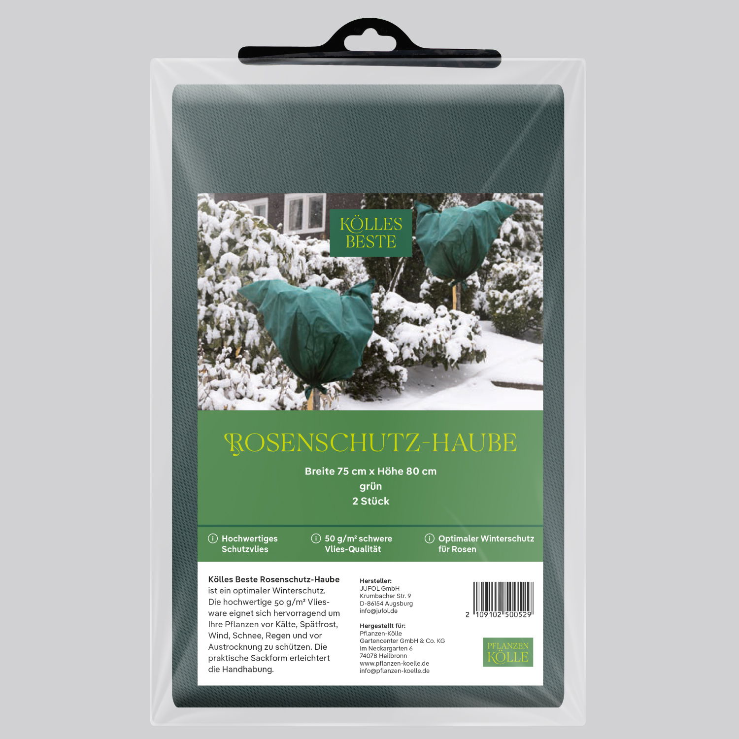 Kölles Beste Rosenschutz-Haube, grün, B75 x H80 cm, 2er-Pack