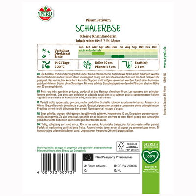 Gemüsesamen, Schalerbse 'Kleine Rheinländerin', gelb