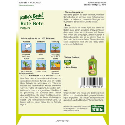 Kölles Beste Gemüsesamen Rote Rüben 