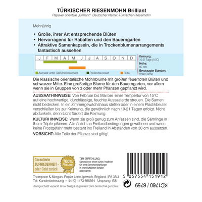 Blumensamen Türkischer Riesenmohn 'Brillant', rot