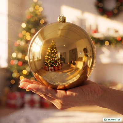 Christbaumkugel, gold, Kunststoff, Ø 14 cm