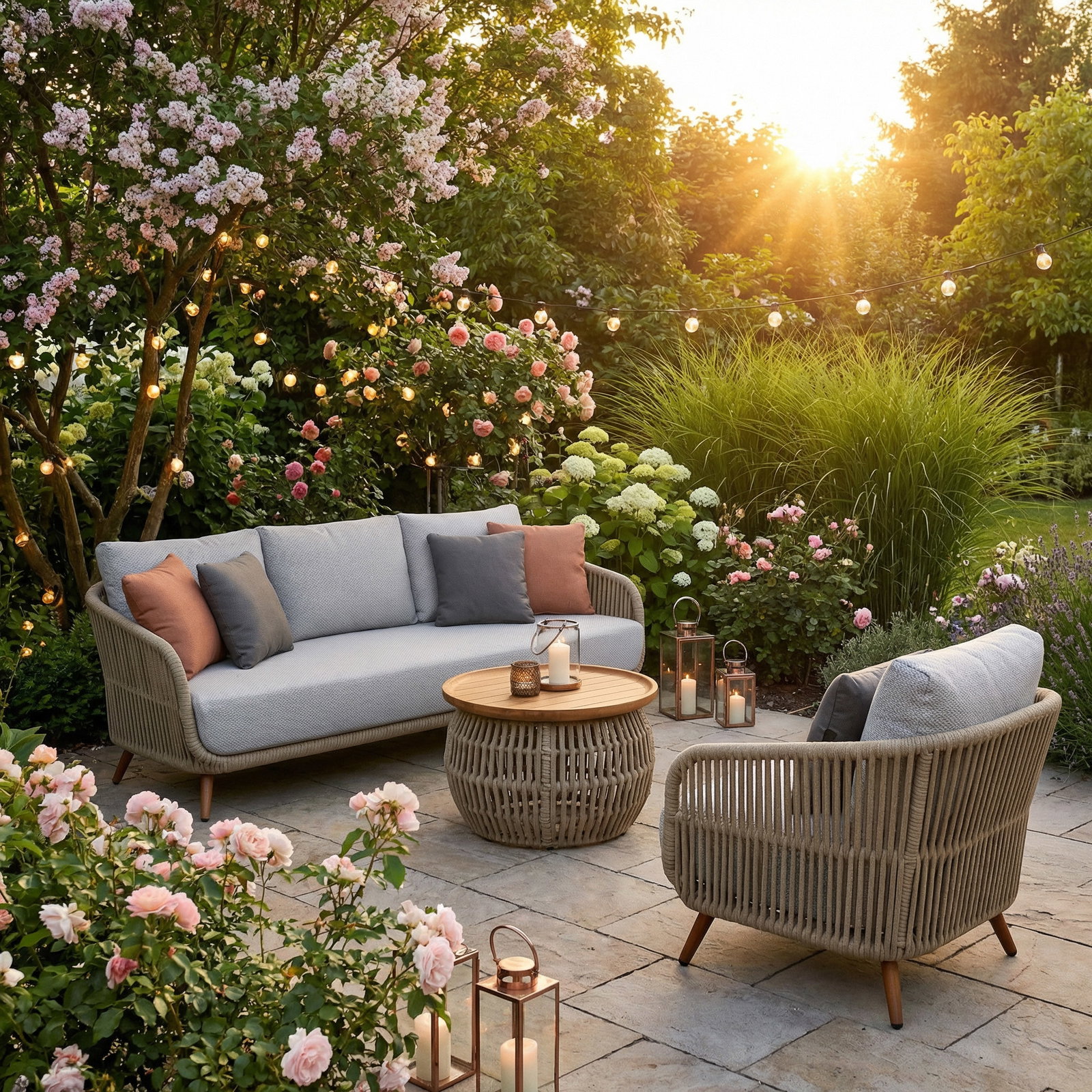 Kölle Loungesofa 'Cafune' inkl. Auflagen & 4 Kissen, grau/beige Kölle Loungesofa 'Cafune' inkl. Auflagen & 4 Kissen, grau/beige