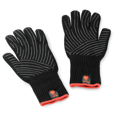 Weber® Grillhandschuh-Set aus Kevlar, lang mit Silikonnoppen (L/XL), schwarz