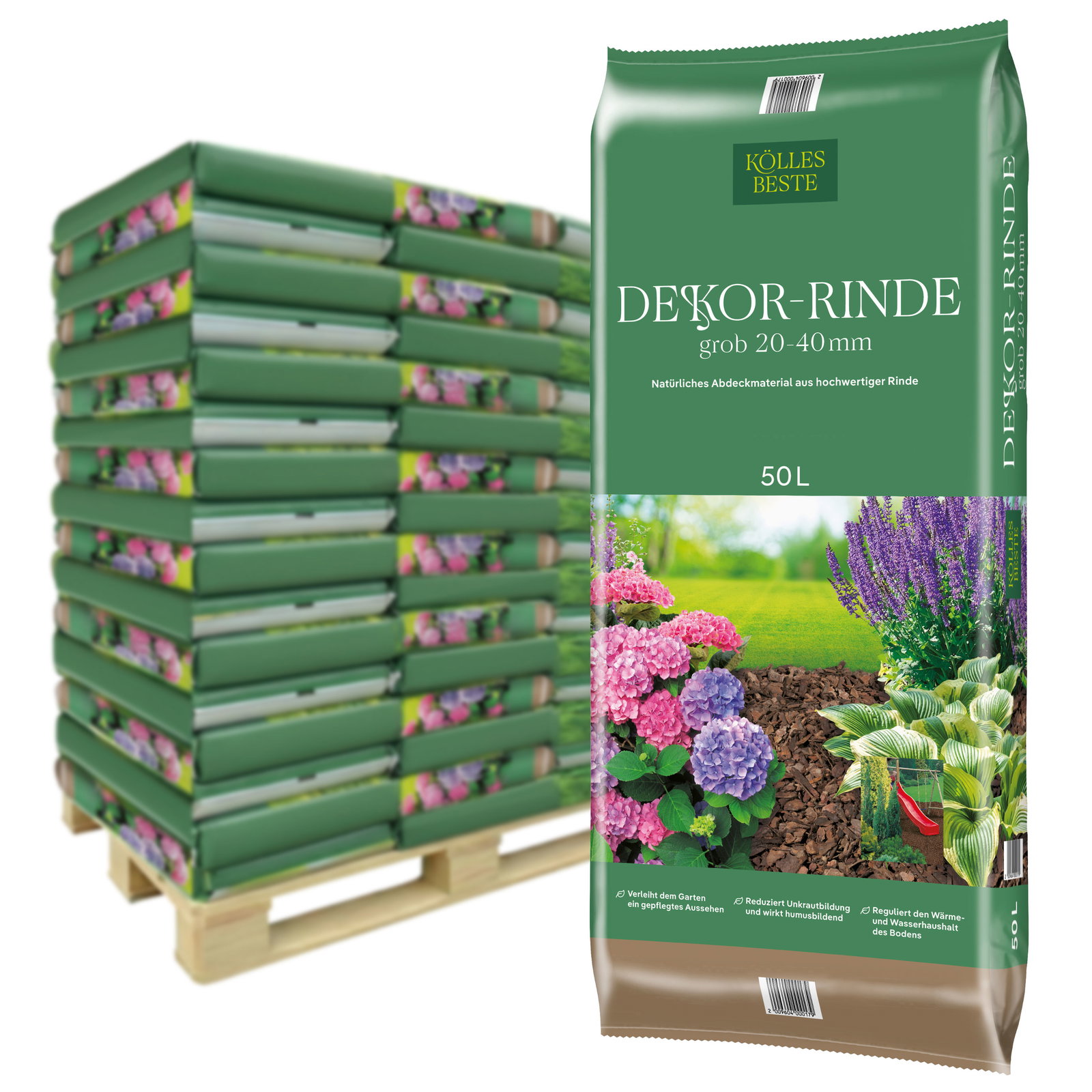 Kölles Beste Dekorrinde, 20-40mm, 45 Sack á 50 l, gesamt 2250 Liter Kölles Beste Dekorrinde, 20-40mm, 45 Sack á 50 l, gesamt 2250 Liter