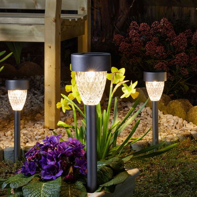 Gartenleuchte 'Cygnus', 4er-Set, grau, Edelstahl