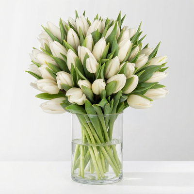 50 weiße Tulpen
