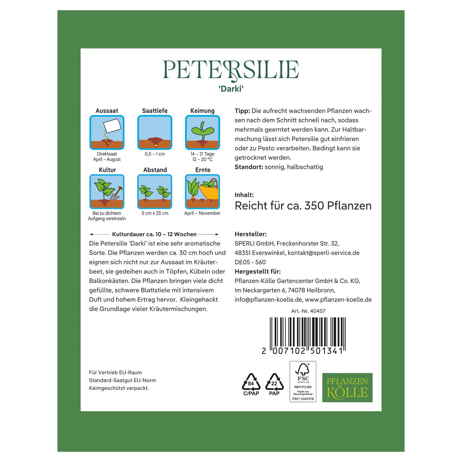 Kölles Beste Kräutersamen, Petersilie 'Darki'