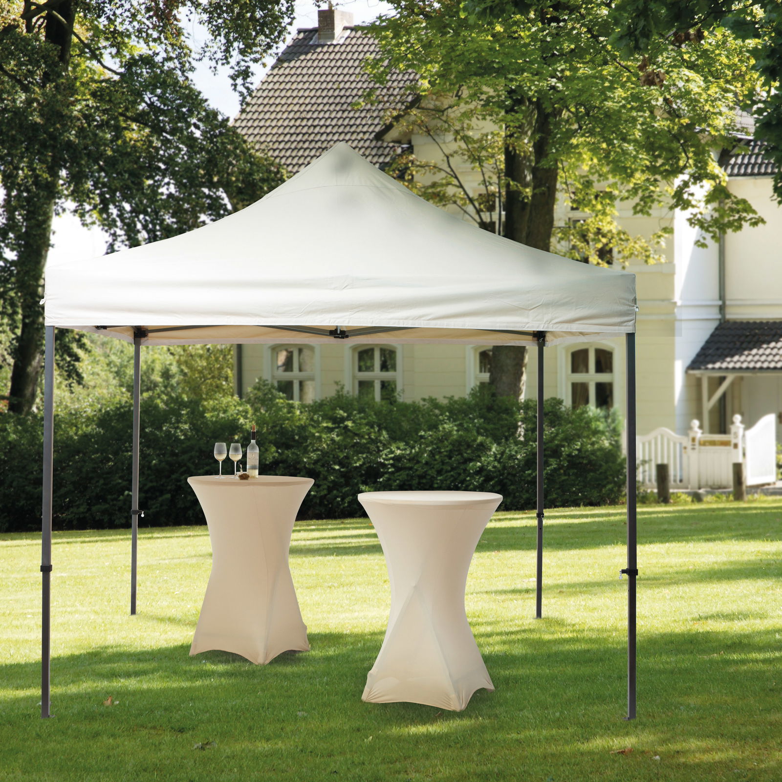 Faltpavillon 3x3m natur inkl. Seitenteile / einfacher Aufbau, transportabel