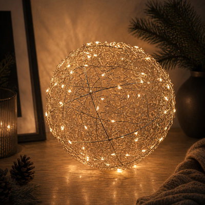 LED Drahtkugel, 200 warmweiße LEDs, silber, Ø ca. 60 cm LED Drahtkugel, 200 warmweiße LEDs, silber, Ø ca. 60 cm