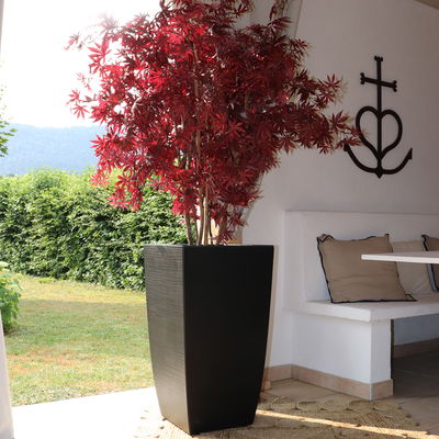 Eda Pflanzgefäß 'Diva Stone', schwarz, ca. 43,5 x 43,5 x H 78,2 cm