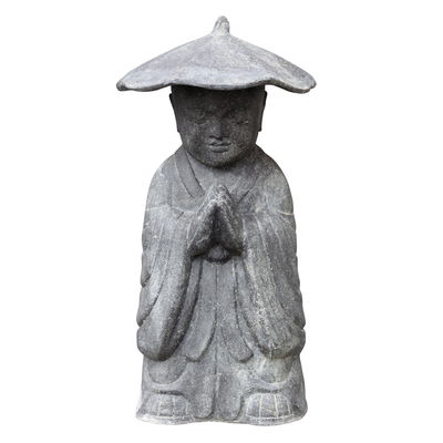 Mönch betend stehend, grau, Steinguss, 60 x 27 x 22 cm Mönch betend stehend, grau, Steinguss, 60 x 27 x 22 cm
