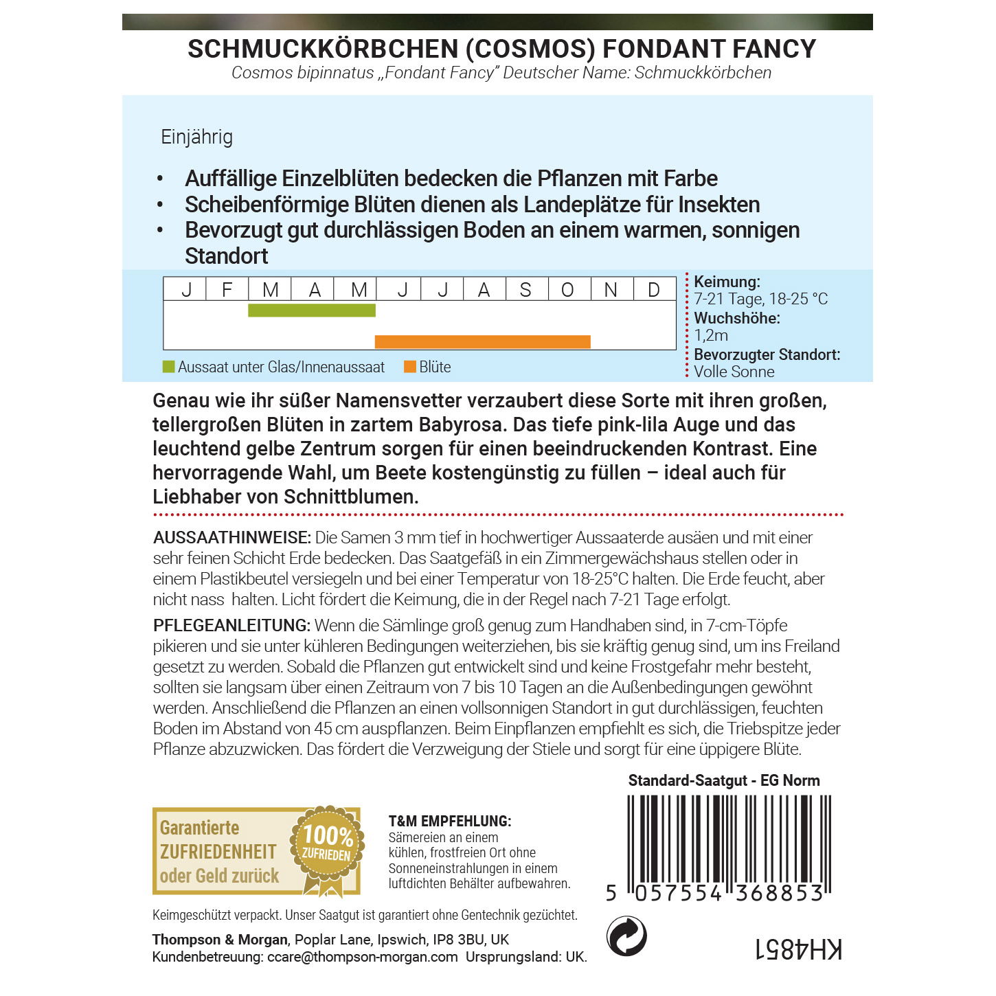 Thompson & Morgan Saatgut Schmuckkörbchen 'Fondant Fancy', rosa