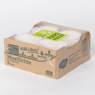 Kölle Eco-Maxilichter, weiß, 8 Kerzen je Ø 54 mm