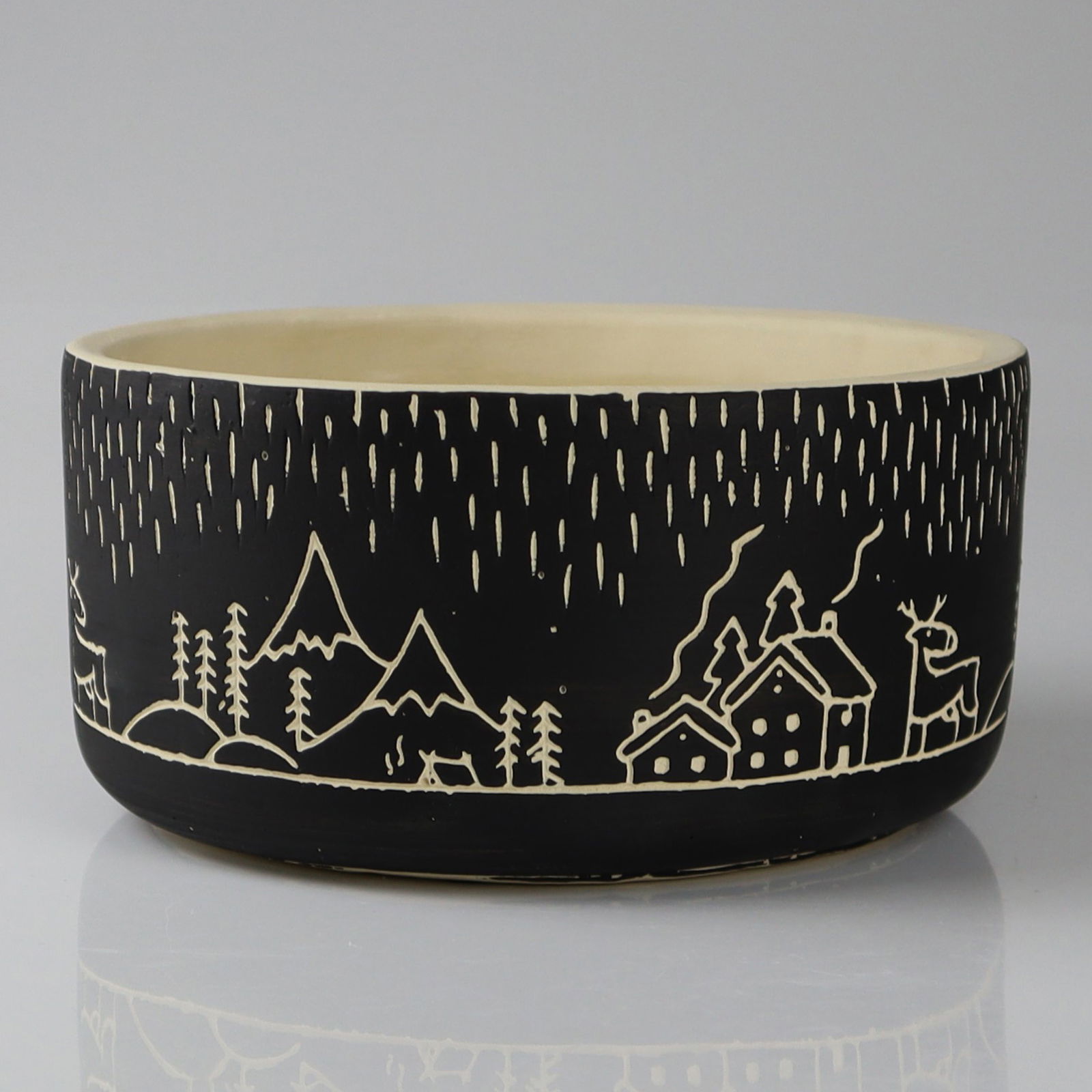 Schale, schwarz, Zement, Ø22 x H11 cm Schale, schwarz, Zement, Ø22 x H11 cm